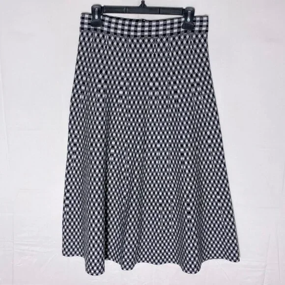 2extremz Black White Knit Midi Length A-Line Skirt L - Picture 1 of 12